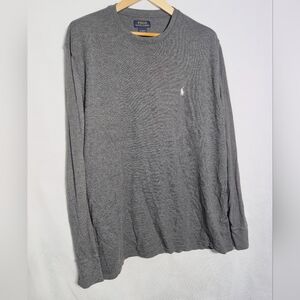 Polo by Ralph Lauren Charcoal Long Sleeve Waffle Weave Shirt